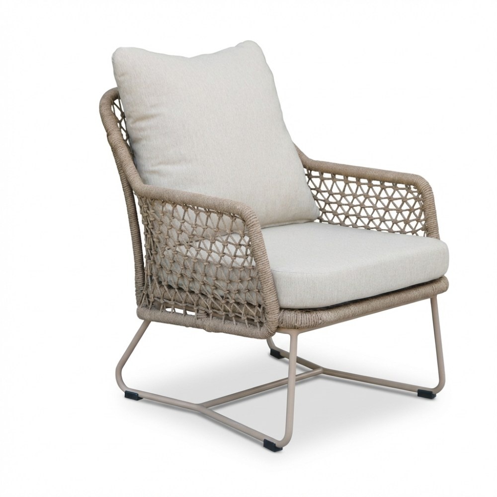 Gianna low dining tuinstoel | touw + aluminium | Sandstone