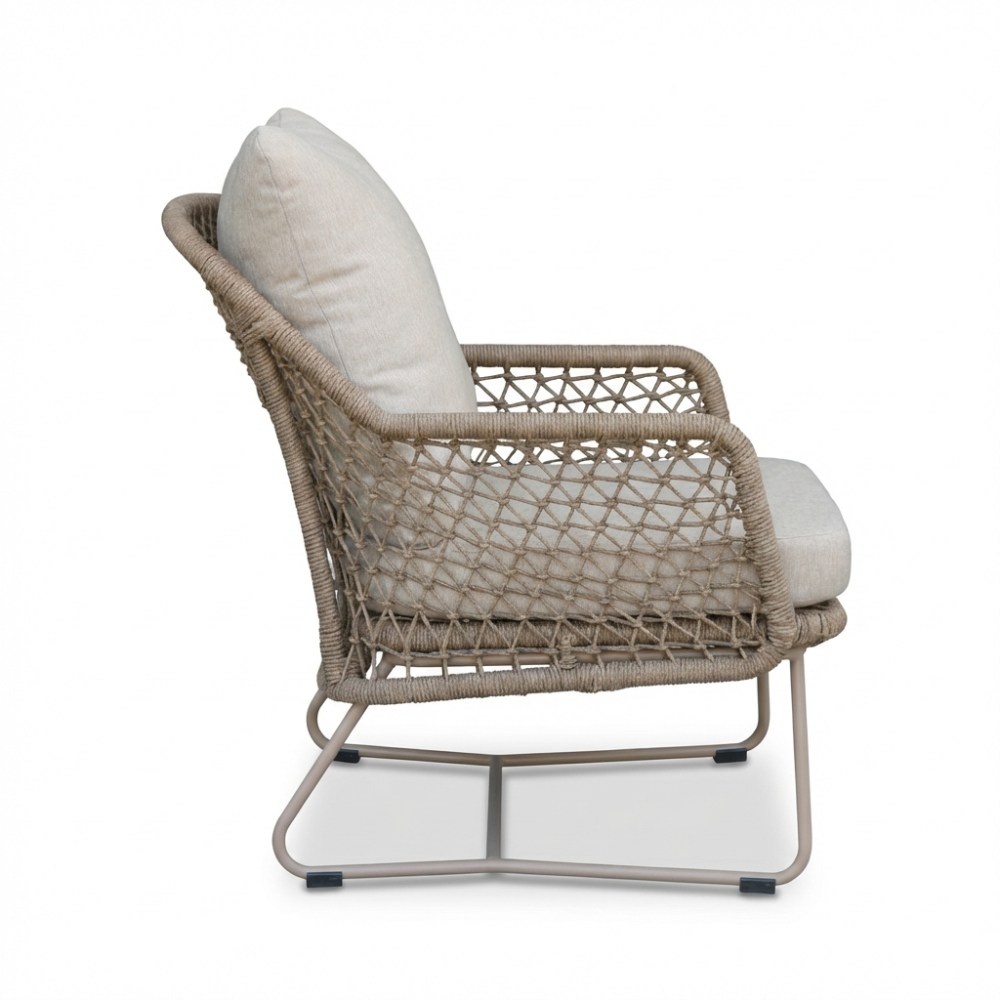 Gianna low dining tuinstoel | touw + aluminium | Sandstone