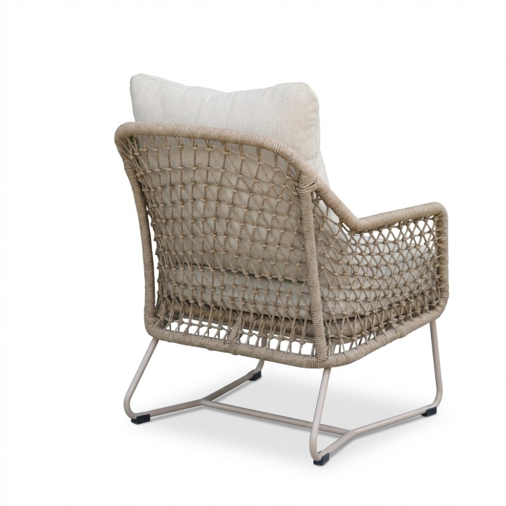 Gianna low dining tuinstoel | touw + aluminium | Sandstone