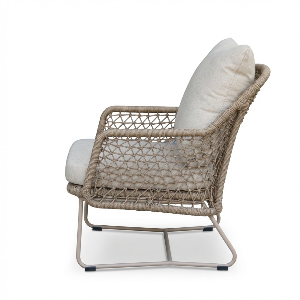 Gianna low dining tuinstoel | touw + aluminium | Sandstone