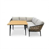 Lucca dining loungeset 5 personen | wicker + aluminium | zand | 3-delig - 219x219cm