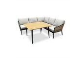 Lucca dining loungeset 5 personen | wicker + aluminium | zand | 3-delig - 219x219cm