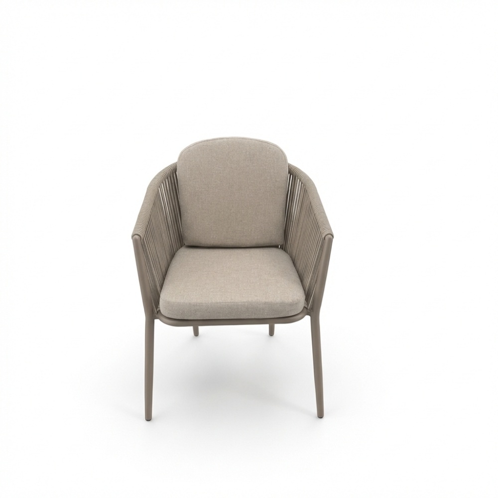 Parma dining tuinstoel | touw + aluminium | beige