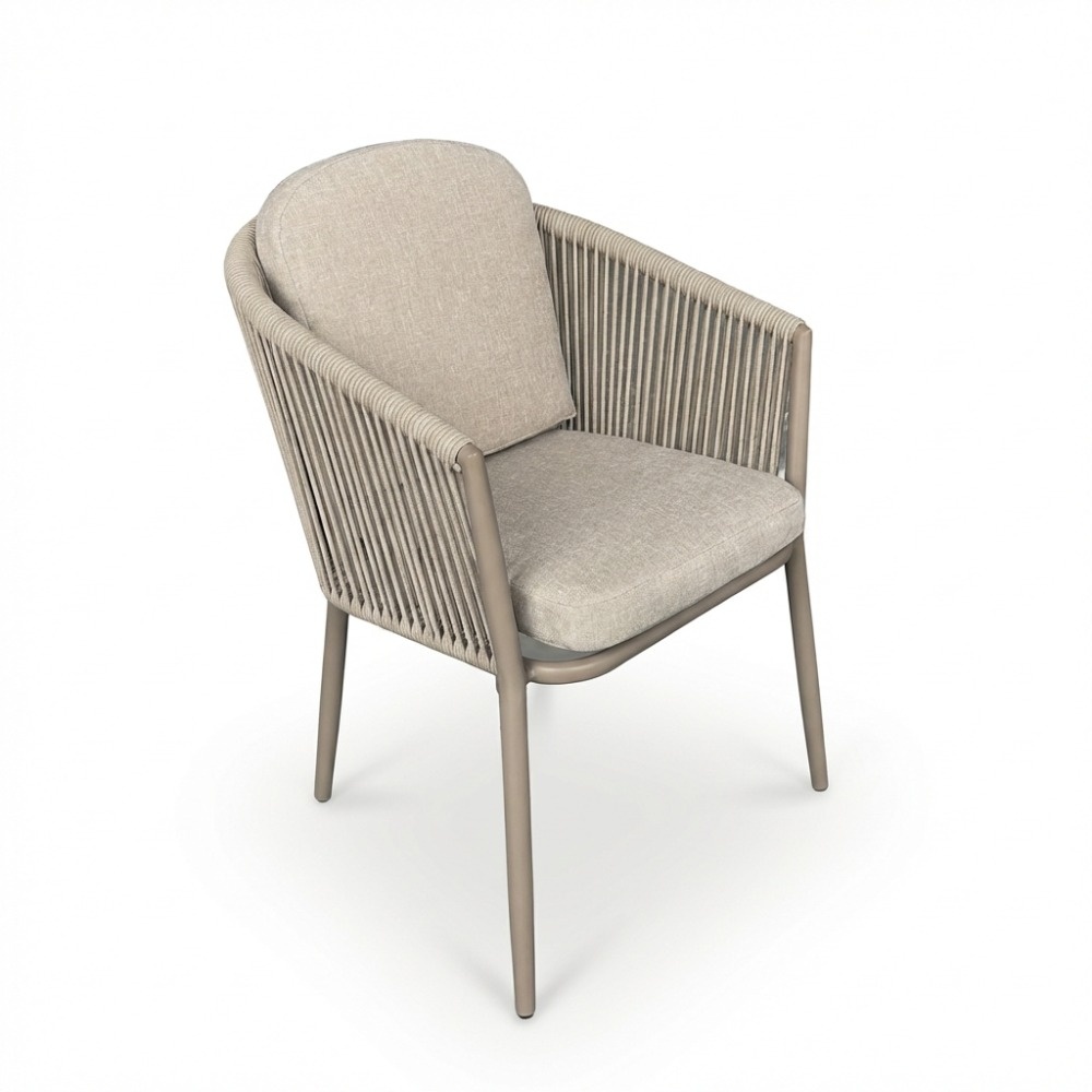Parma dining tuinstoel | touw + aluminium | beige