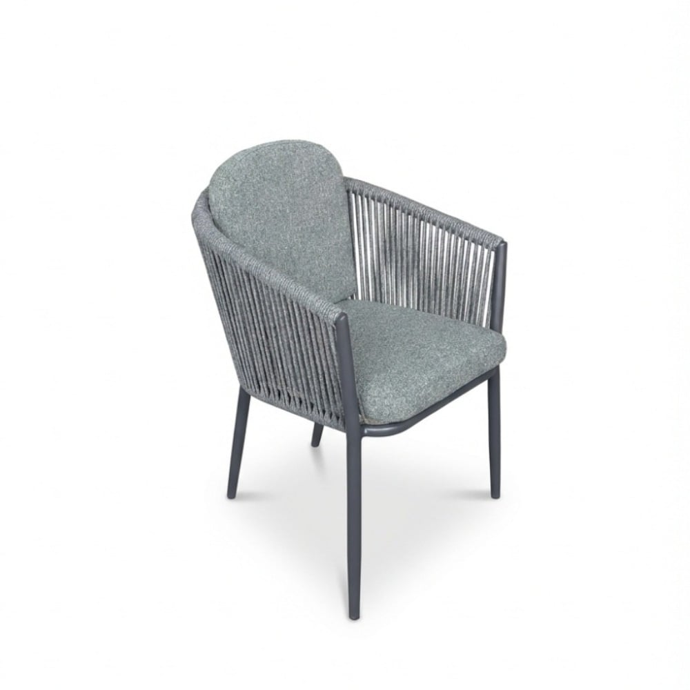 Parma dining tuinstoel | touw + aluminium | antraciet