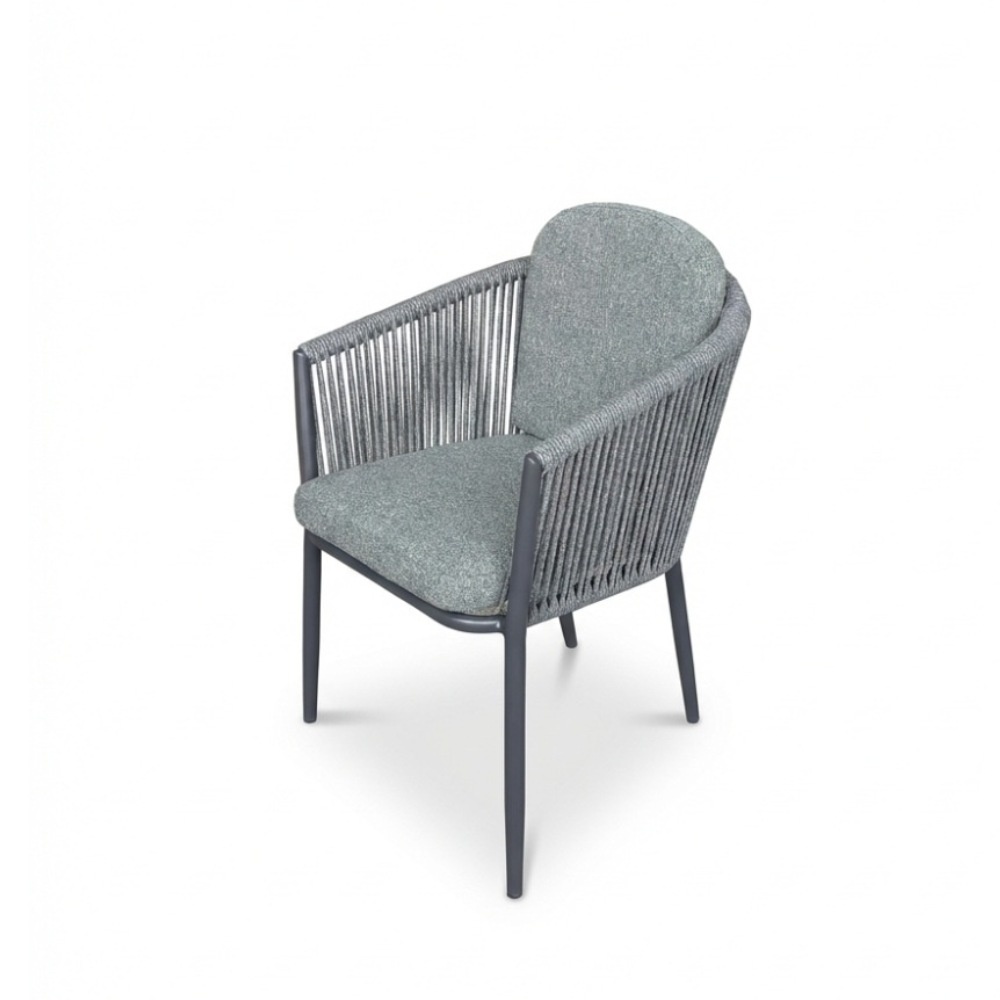 Parma dining tuinstoel | touw + aluminium | antraciet