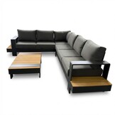 Riviera hoek loungeset 6 personen | aluminium + teak | antraciet | 3-delig - 327x252cm