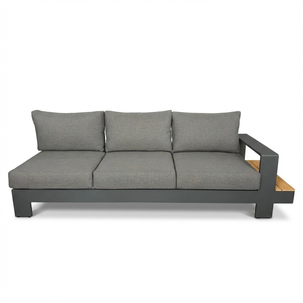 Riviera hoek loungeset 6 personen | aluminium + teak | antraciet | 3-delig - 327x252cm