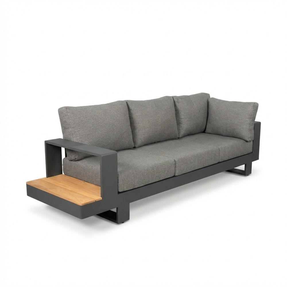 Riviera hoek loungeset 6 personen | aluminium + teak | antraciet | 3-delig - 327x252cm