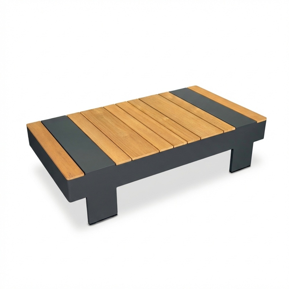 Riviera hoek loungeset 6 personen | aluminium + teak | antraciet | 3-delig - 327x252cm