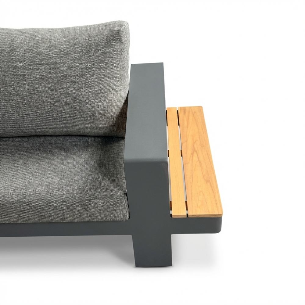 Riviera hoek loungeset 6 personen | aluminium + teak | antraciet | 3-delig - 327x252cm