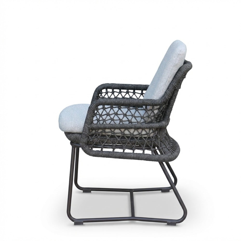 Gianna dining tuinstoel | touw + aluminium | Stone Grey