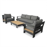 Riviera stoel-bank loungeset 5 personen | aluminium + teak | antraciet | 4-delig