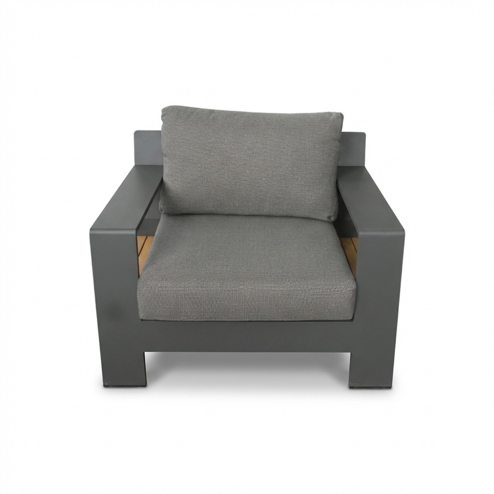 Riviera stoel-bank loungeset 5 personen | aluminium + teak | antraciet | 4-delig