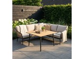 Lucca dining loungeset 5 personen | wicker + aluminium | zand | 3-delig - 219x219cm
