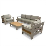 Riviera stoel-bank loungeset 5 personen | aluminium + teak | beige | 4-delig