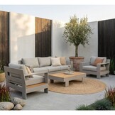 Riviera stoel-bank loungeset 5 personen | aluminium + teak | beige | 4-delig