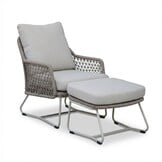 Gianna loungestoel tuin incl. voetenbank | touw + aluminium | Almond Beige