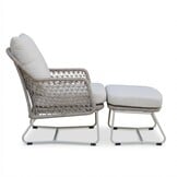 Gianna loungestoel tuin incl. voetenbank | touw + aluminium | Almond Beige