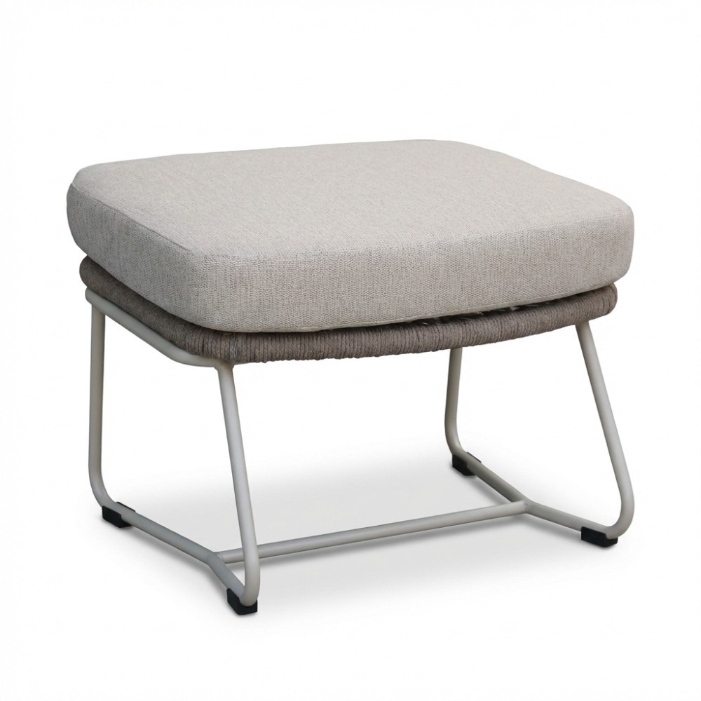 Gianna loungestoel tuin incl. voetenbank | touw + aluminium | Almond Beige