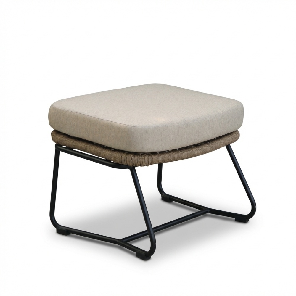 Gianna loungestoel tuin incl. voetenbank | touw + aluminium | Sahara Dust