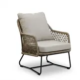 Gianna loungestoel tuin incl. voetenbank | touw + aluminium | Sahara Dust