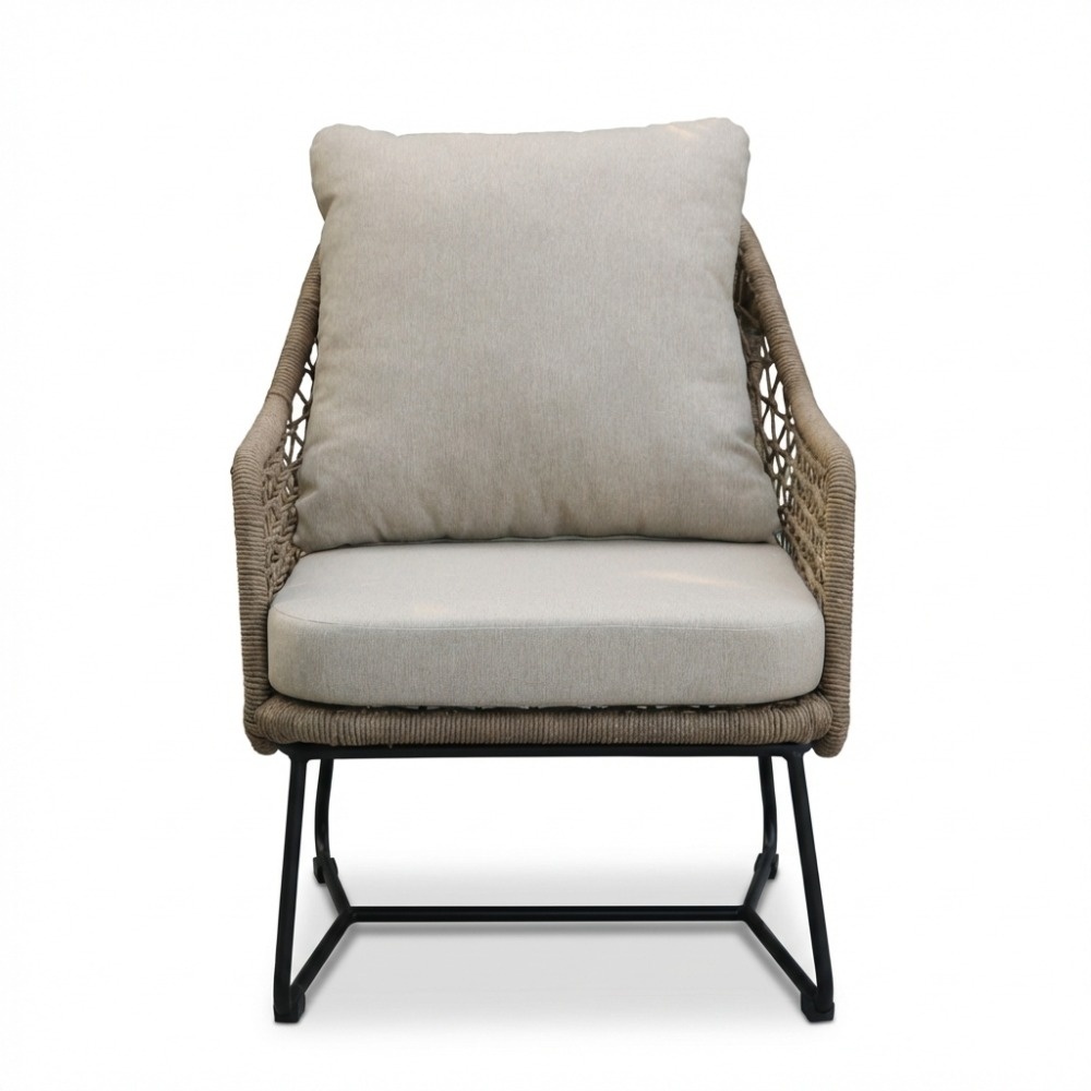 Gianna loungestoel tuin incl. voetenbank | touw + aluminium | Sahara Dust