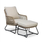 Gianna loungestoel tuin incl. voetenbank | touw + aluminium | Sahara Dust