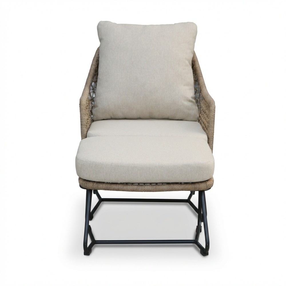 Gianna loungestoel tuin incl. voetenbank | touw + aluminium | Sahara Dust