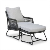 Gianna loungestoel tuin incl. voetenbank | touw + aluminium | Stone Grey