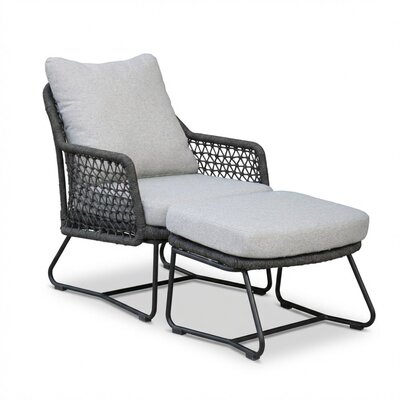 Gianna loungestoel tuin incl. voetenbank | touw + aluminium | Stone Grey