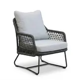 Gianna loungestoel tuin incl. voetenbank | touw + aluminium | Stone Grey