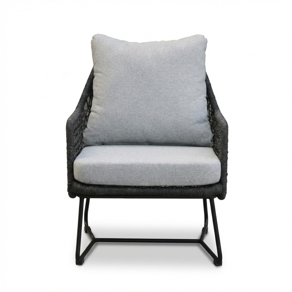 Gianna loungestoel tuin incl. voetenbank | touw + aluminium | Stone Grey