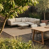 Tulum hoek loungeset 5 personen | rvs + touw | Sahara Dust | 4-delig - 211x211cm