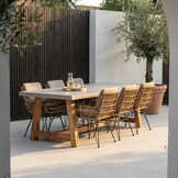 Veltis/Carlos taupe dining tuinset | 6 personen | betonlook + hardhout | 250cm