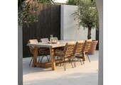 Veltis/Carlos taupe dining tuinset | 6 personen | betonlook + hardhout | 250cm