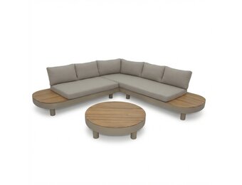 California hoek loungeset 5 personen | aluminium + hardhout | beige | 4-delig
