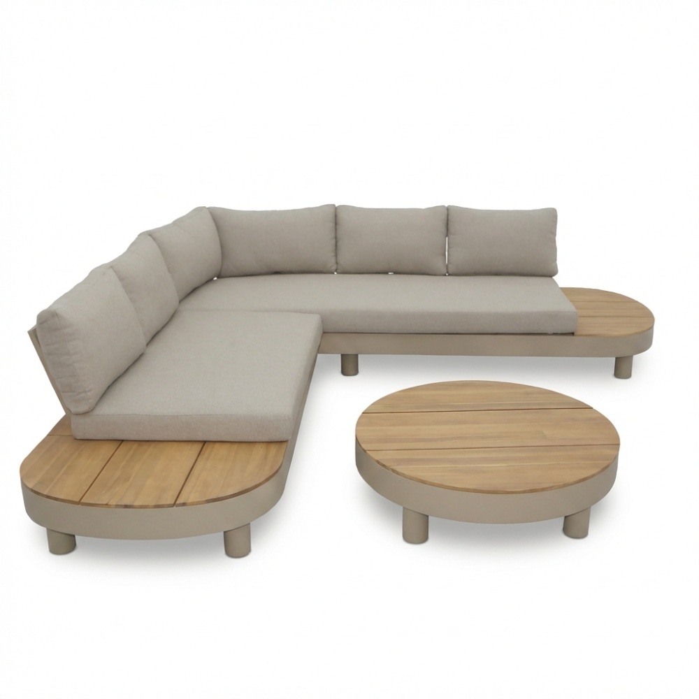 California hoek loungeset 5 personen | aluminium + hardhout | beige | 4-delig