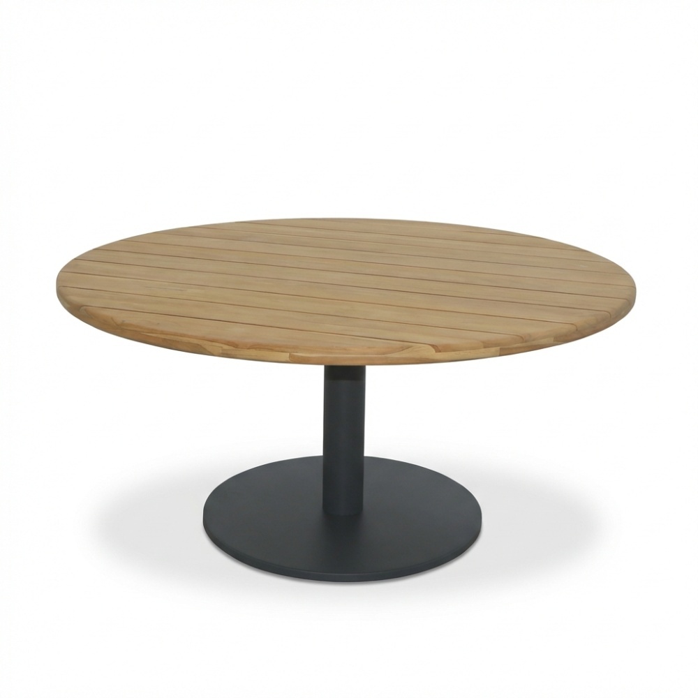 Salora low dining tuintafel 6 personen | teak + aluminium | antraciet | 150cm rond