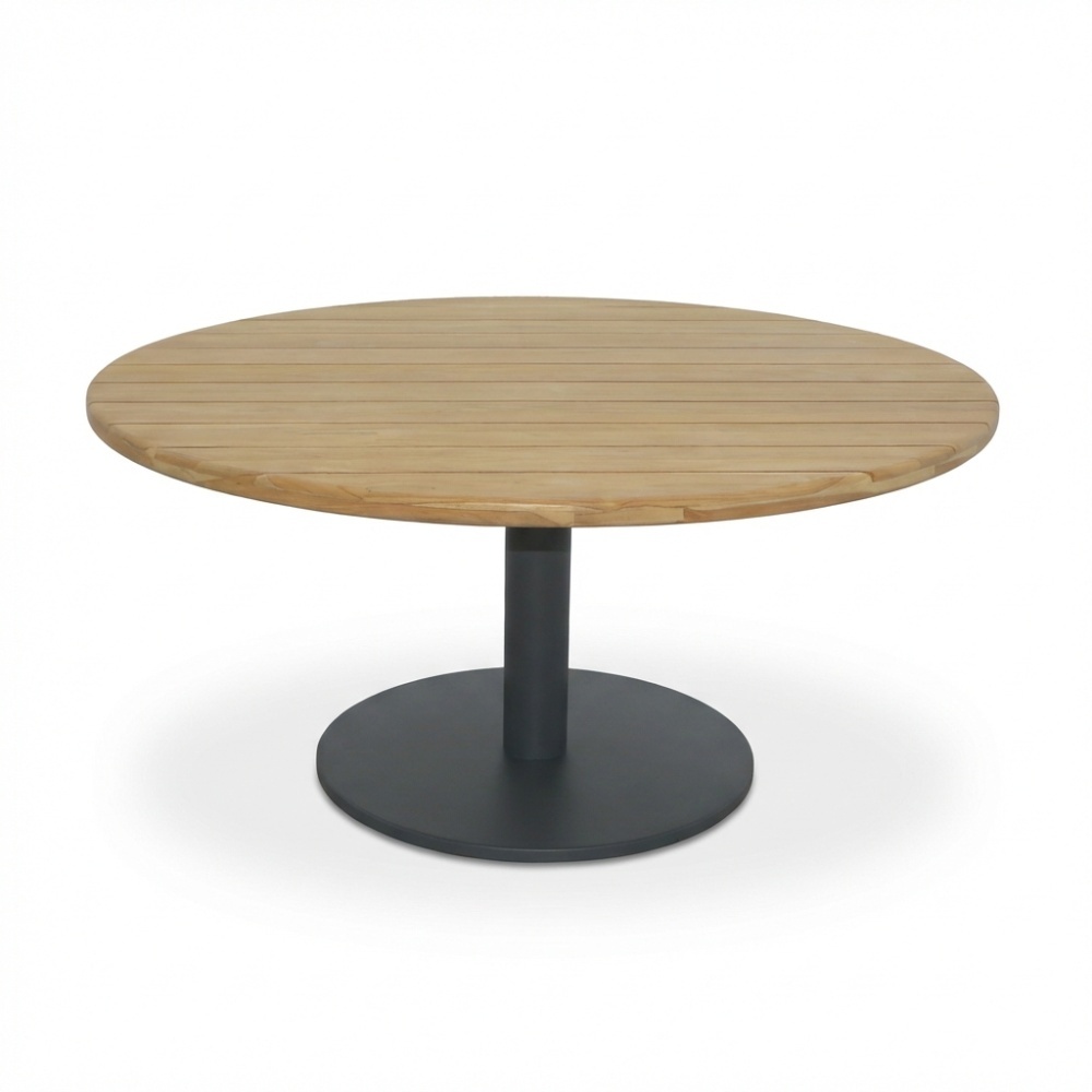Salora low dining tuintafel 6 personen | teak + aluminium | antraciet | 150cm rond