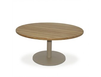Salora low dining tuintafel 6 personen | teak + aluminium | beige | 150cm rond