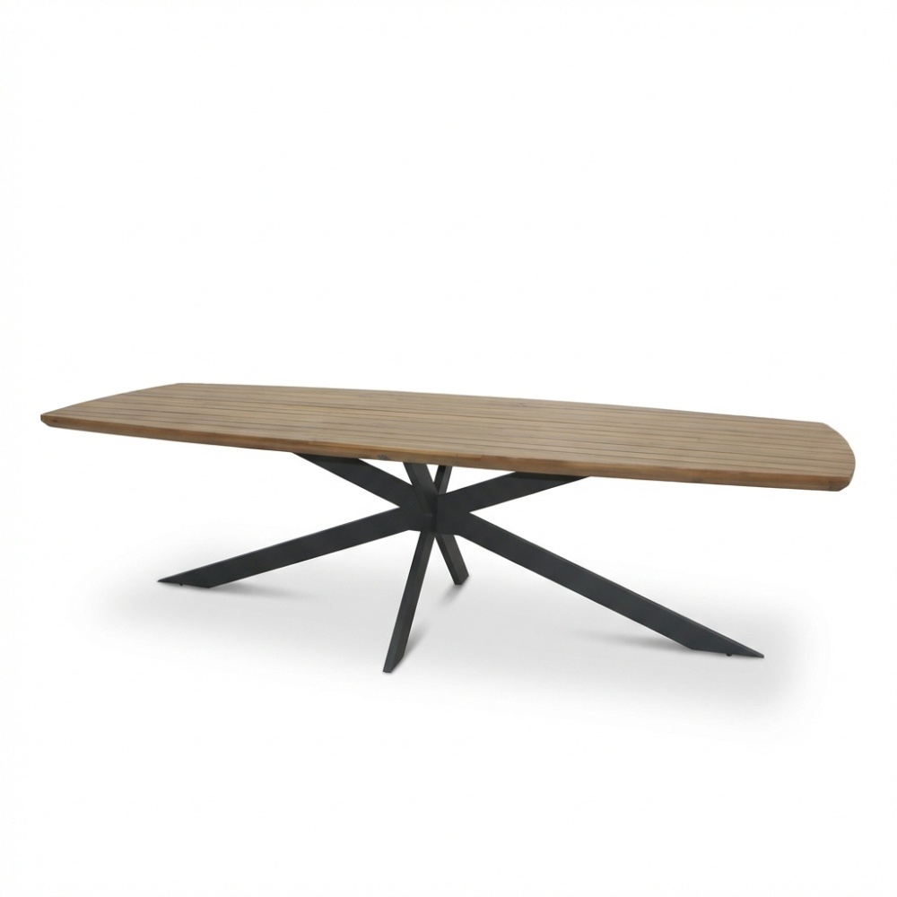 Salo dining tuintafel 8 personen | hardhout + staal | teaklook | 280cm Deens ovaal