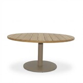 Salora low dining tuintafel 6 personen | teak + aluminium | beige | 150cm rond