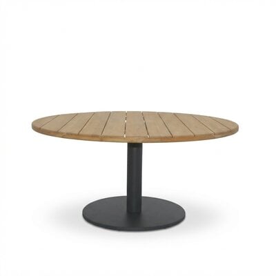 Salora low dining tuintafel 6 personen | teak + aluminium | antraciet | 150cm rond