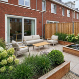 Marbella stoel-bank loungeset 4 personen | aluminium + teak | beige | 4-delig