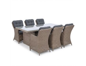 Jones/Madrid Ash Grey dining tuinset | 6 personen | wicker | 200cm