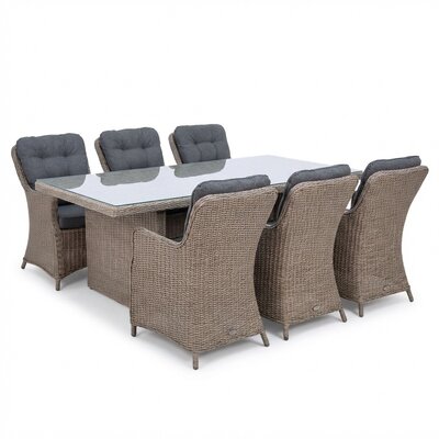 Jones/Madrid Ash Grey dining tuinset | 6 personen | wicker | 200cm