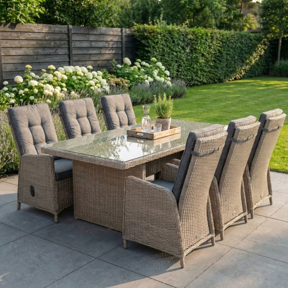 Jones/Rennes dining tuinset | 6 personen | wicker | 200cm