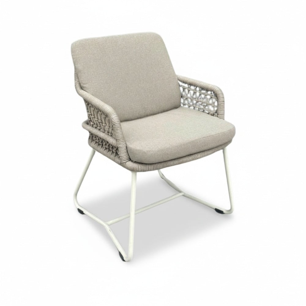 Gianna dining tuinstoel | touw + aluminium | Almond Beige