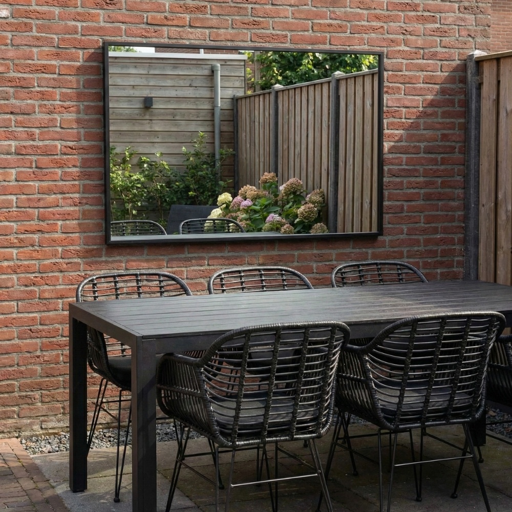 Manchester/Napels dining tuinset | 4 personen | aluminium + wicker | 150cm
